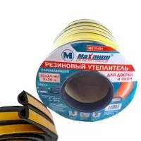 Уплотнитель резиновый самоклеящийся, сечение 14х12 мм, 40 м, профиль "D", черный, «Maximum» MX 11434